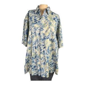 Tori Richard Honolulu 100% Cotton Lawn Blue Tropical Shirt